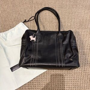 NEW RADLEY London Leather Shoulder purse Multi-Zip Tote Bag Black w/ Stitching